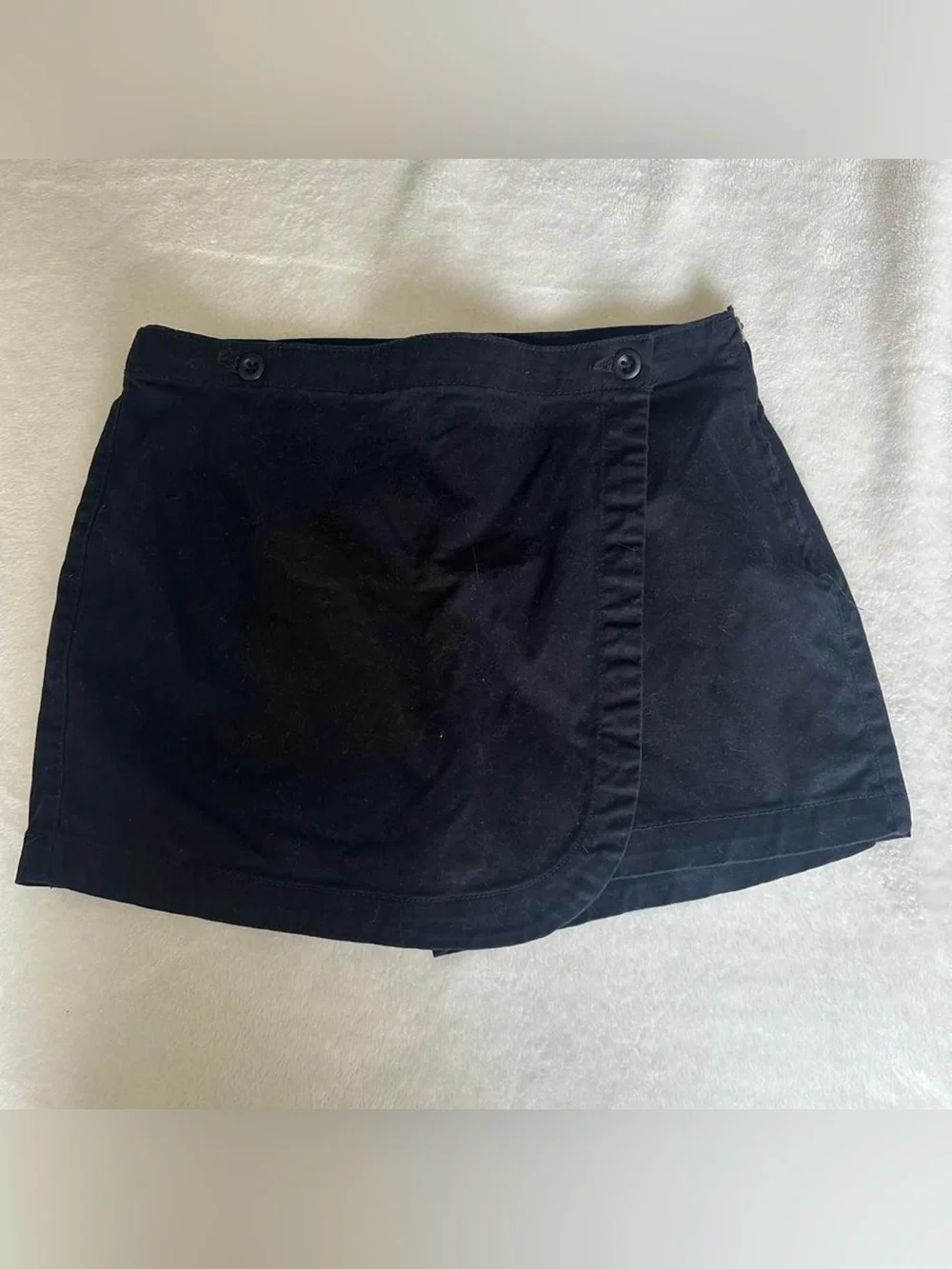 Black Wrap-Style Mini Skirt